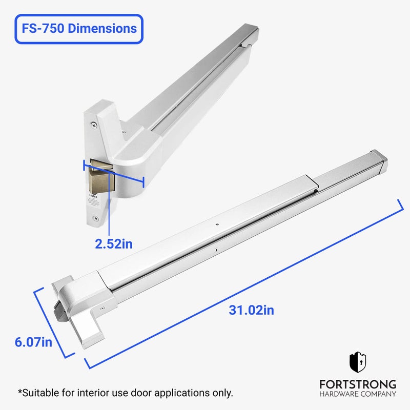 FORTSTRONG Push Bar Panic Exit Device (Black) - Panic Bars for Exit Doors - UL Listed Grade 1 ADA Emergency Exit Door Push Bar Certified - FS-750B - Image 5